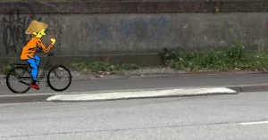 Pequeña rampa instalada en un lugar donde se observó que muchos ciclistas estaban cruzando la calle.