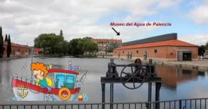 La Dársena de Palencia del Canal de Castilla en la actualidad, con el Museo del Agua de Palencia y, yo  en primer plano pescando.