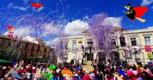 Durante las fiestas en honor del patrón se celebran en la plaza Mayor de Palencia múltiples eventos que congregan gran gentío.