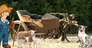 Sidecar (de madera contrachapada) del año 1917 montado sobre una motocicleta Thor Twin