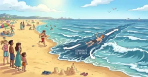 Una corriente de retorno se forma cuando el agua que traen las olas busca una vía de escape rápida de vuelta al mar abierto, canalizándose a través de huecos en los bancos de arena. NUNCA nades en contra pues te agotarás rápidamente, por el contrario, para escapar de ella, flota libremente boca arriba (mientras mantienes un brazo levantado para llamar la atención de los socorristas). La corriente te arrastrará mar adentro, pero no más de 100 metros que es la mayor longitud que suelen tener estas corrientes, hasta que la corriente pierda su fuerza. y nada en diagonal (aléjate de la corriente de retorno) sobre la corriente entrante hasta llegar a la orilla. 