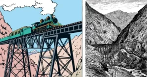 El viaducto de Verrugas sirvió de inspiración a Hergé en su obra 'Tintín en el Templo del Sol'.